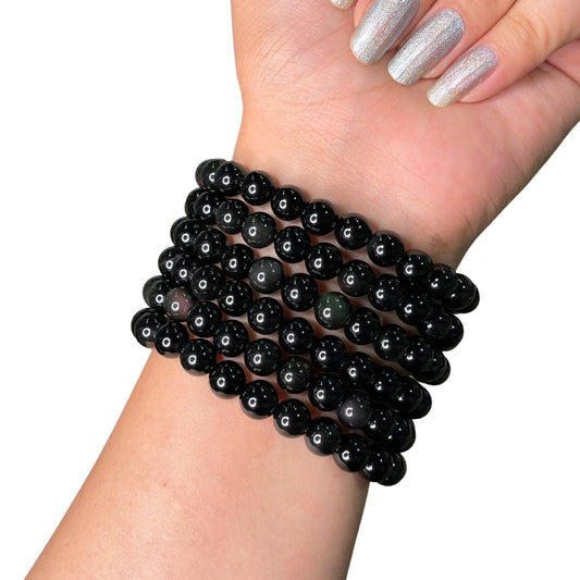 Black Obsidian Bead Bracelet