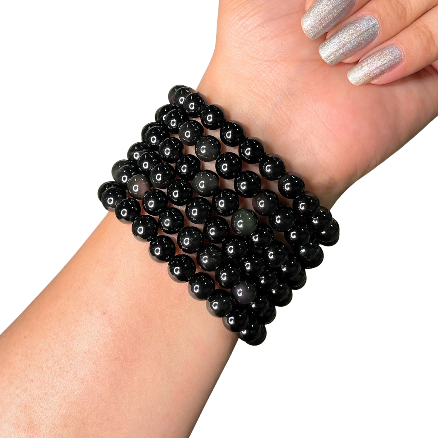 Black Obsidian Bead Bracelet