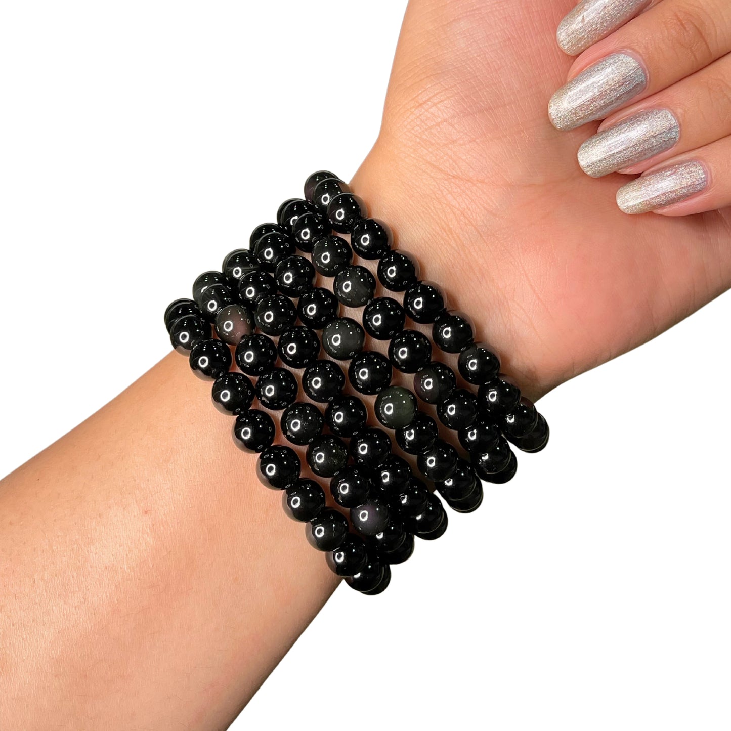 Black Obsidian Bead Bracelet