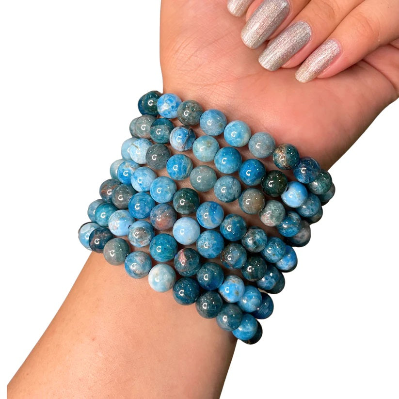 Blue Apatite Bead Bracelet