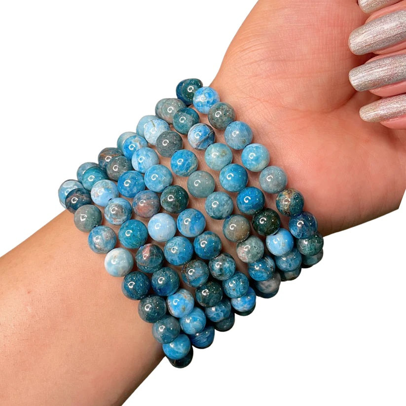 Blue Apatite Bead Bracelet