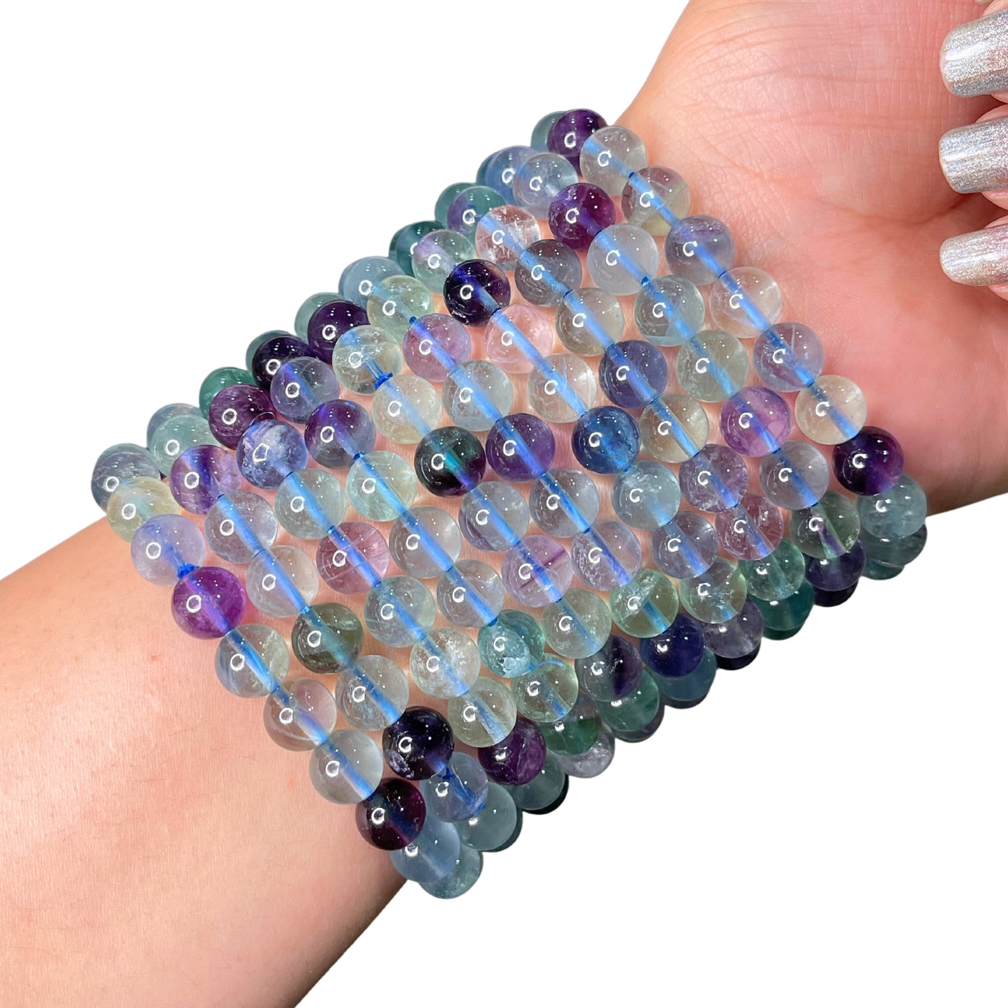 Blue Fluorite Bead Bracelet INC-13