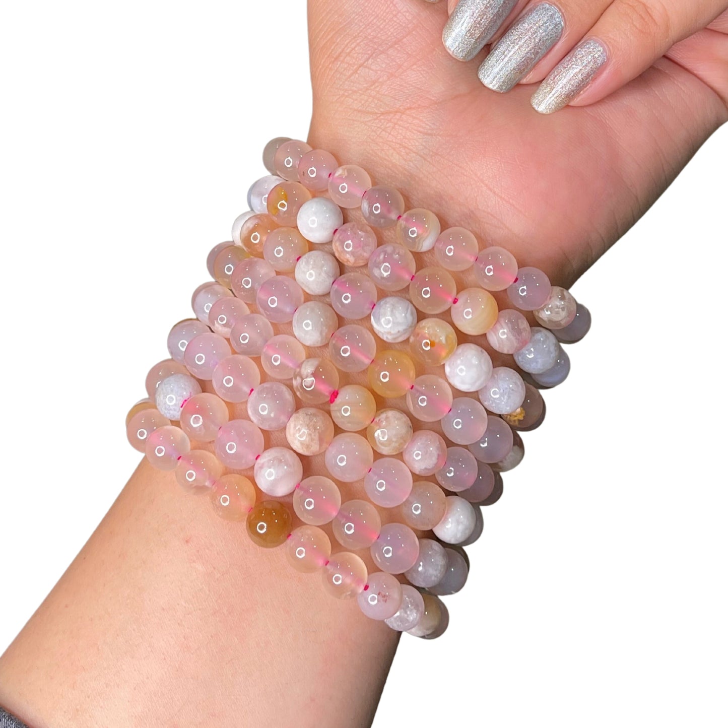 Flower Agate Bead Bracelet