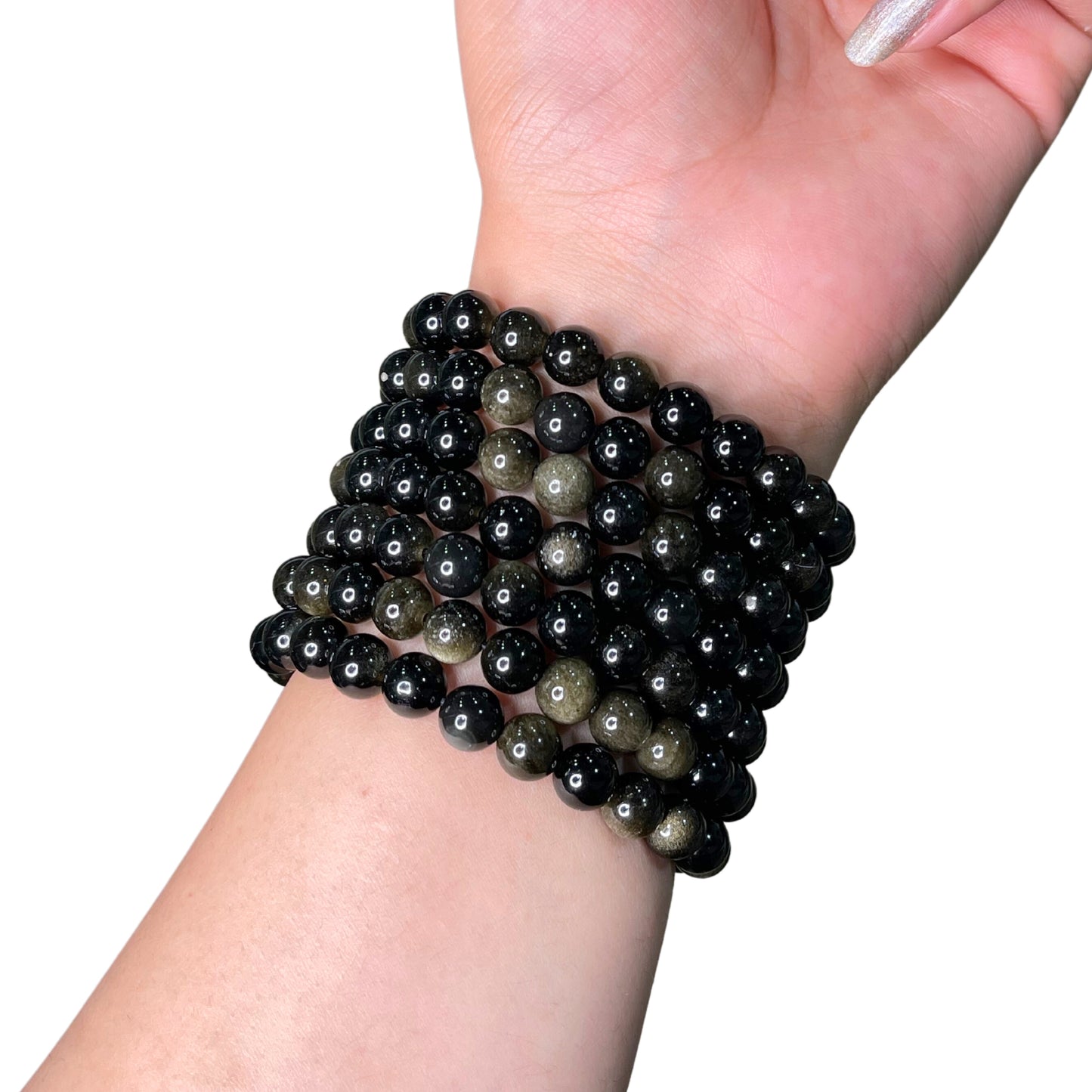 Gold Sheen Obsidian Bead Bracelet IMJ-10