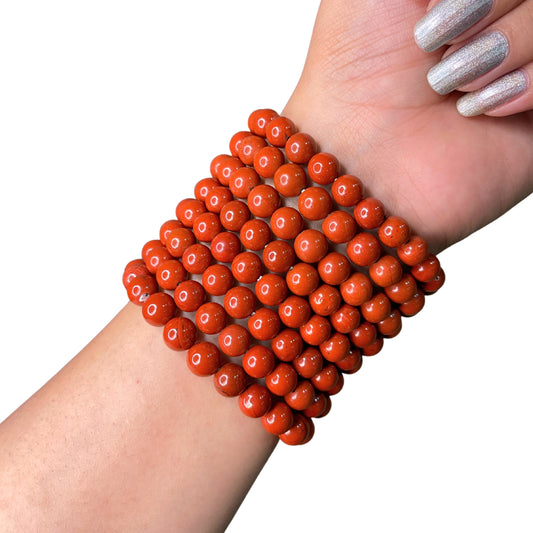 Red Jasper Bead Bracelet