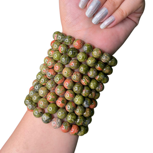 Unakite Bead Bracelet