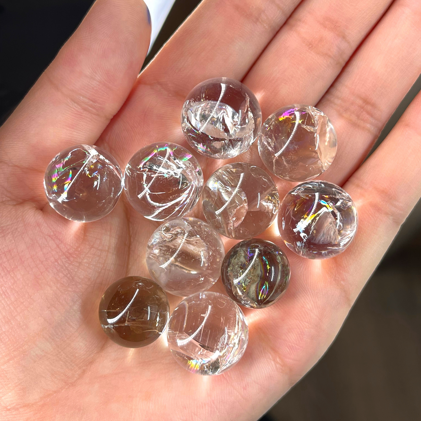 Mini Clear and Smoky Quartz Spheres