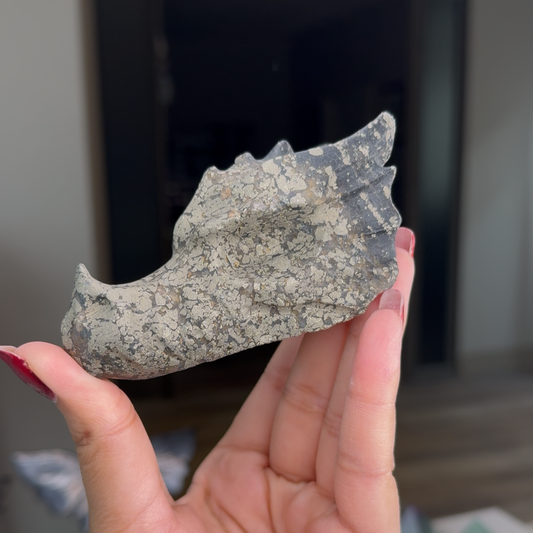 Pyrite Dragon Head Carving