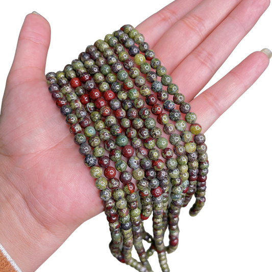 Dragon Bloodstone Bead Strand 6mm