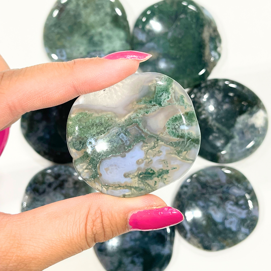 Moss Agate Worry Stone