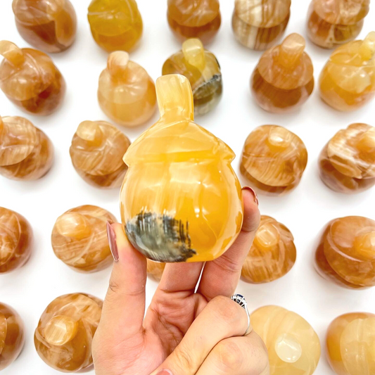 Honey Calcite Acorn Carving